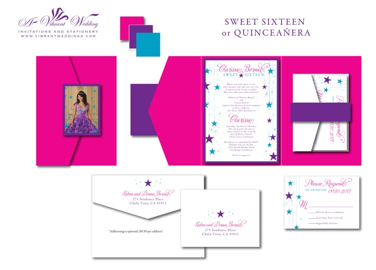Sweet Sixteen or Quinceanera Star Theme Invitation